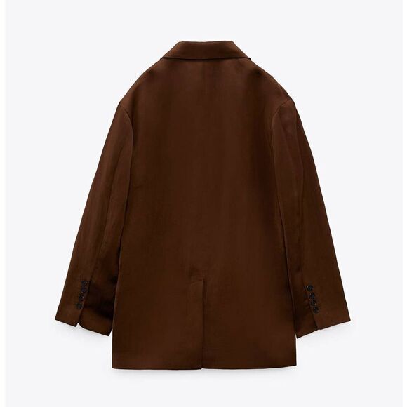 ZARA Blazer Flowy Viscose Linen Blend Pockets New - Picture 8 of 10